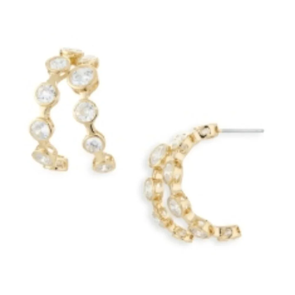 Nadri Brooklyn Cubic Zirconia Double Row Hoop Earrings – NWT